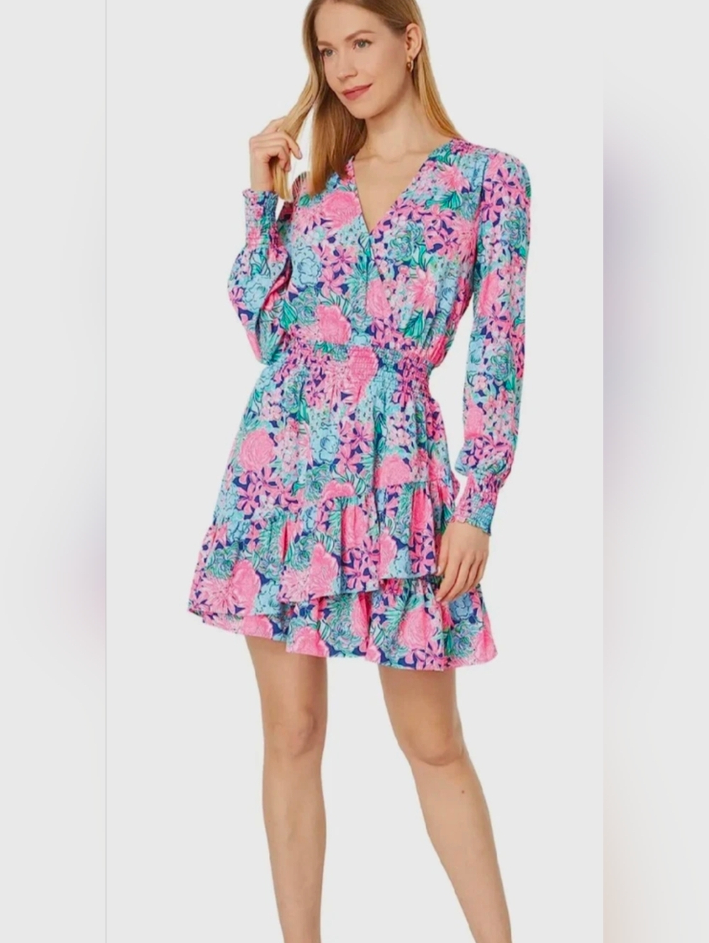 Lilly Pulitzer Cristiana Dress Oyster Bay Navy Always Be Blooming  Size 8